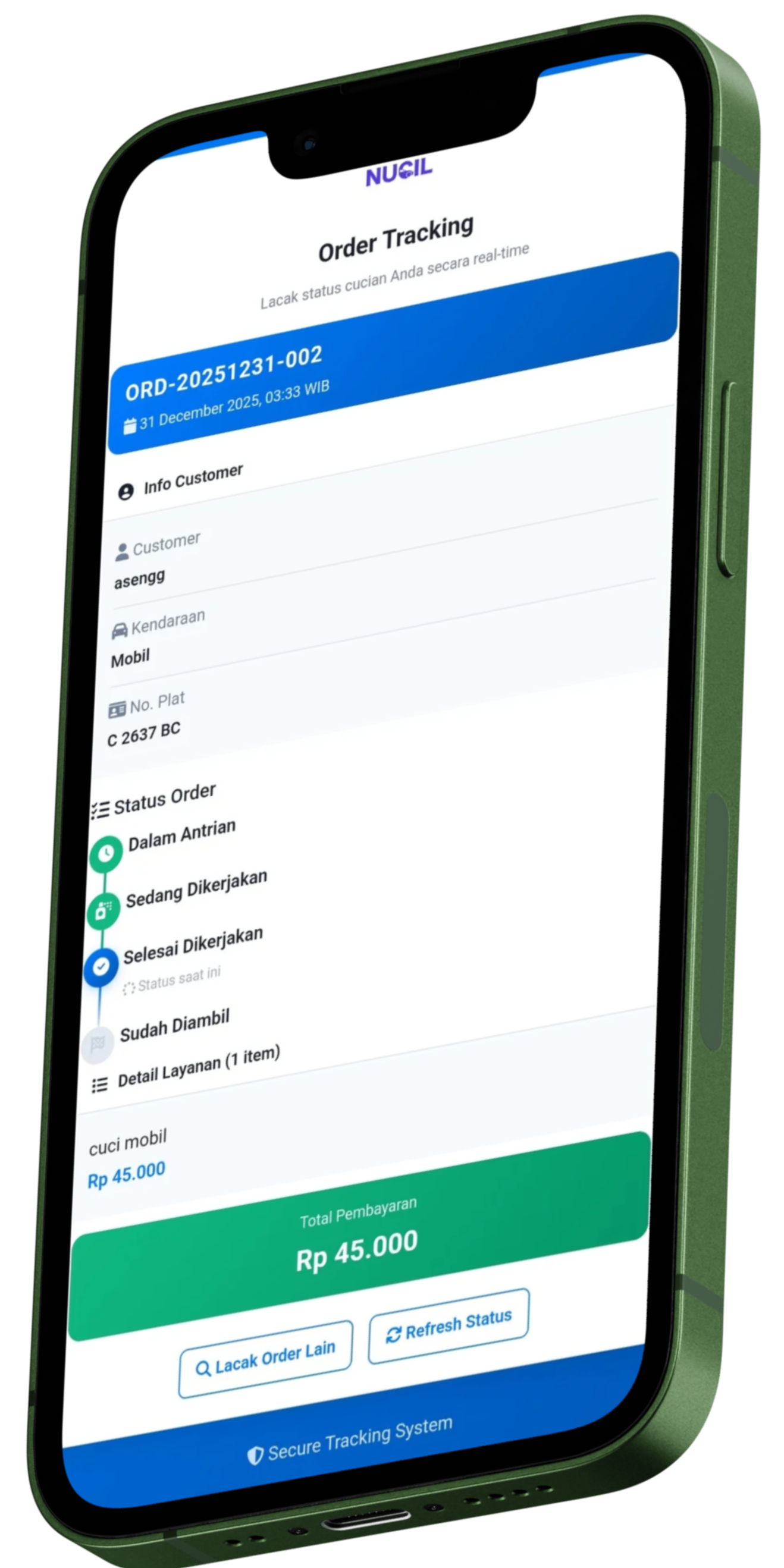Screenshot Fitur Antrian Real-time NUCIL